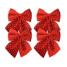 Kit 4 Laços Veludo Vinho Decorados Bolinhas Prata Natal 12x13cm - Magizi