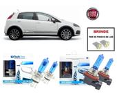 Kit 4 Lampadas Super Brancas Farol Alto/Baixo/Milha Modelo H4 e H11 para Fiat Punto T-JET