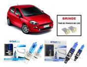 Kit 4 Lampadas Super Brancas para Farol Alto / Baixo e Milha Modelos H4 e H1 Fiat Punto