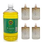 Kit 4 Lamparina Sonhos Dourados + 1 Litro Fluido Citronela