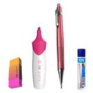Kit 4 Lapiseira BOHO 0.7m VM +Borracha +Grafite +Vista Rosa