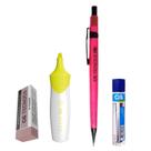 Kit 4 Lapiseira Neon 0.5 Rosa + Borracha +Grafite + Vista Am Kit 4 Lapiseira Neon 0.5 Rosa + Borracha +Grafite + Vista Am