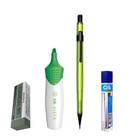 Kit 4 Lapiseira Neon 0.5 Verde +Borracha +Grafite +Vista Vd