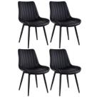 Kit 4 Laráz Cadeiras Estofadas Chicago Aço Preto