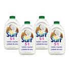 Kit 4 Lava-Roupas Líquido Surf 5 em 1 Cuidado do Coco 3L