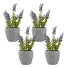 Kit 4 Lavanda Nevada Artificial Vaso Canelado Decorativo