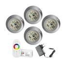 KIT 4 LED 9W RGB + CENTRAL E FONTE 12v P/ ILUMINAÇÃO PISCINA