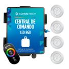 Kit 4 LED Piscina ABS RGB 18W + Central + Controle Touch