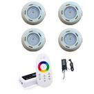 Kit 4 Led RGB Iluminação Para Piscina 6w Fonte e Controle