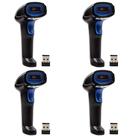 kit 4 Leitor Scanner De Códigos De Barras Sem Fio LASER Wireless USB Alta Precisão