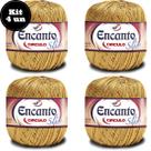 Kit 4 Linhas Encanto Slim Ouro Novelo com 240 Metros metros e 415 TEX Círculo Crochê, Tricô, Tassel e Franjas