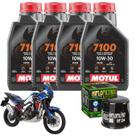 Kit 4 Litros Óleo de Motor Motul 7100 4t 10w30 Sintético + Filtro Hiflo Africa Twin, Nc 700x 750x, Gold Wing, X-Adv 750