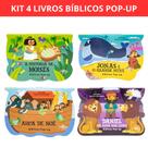 Kit 4 Livros Bíblicos Pop-up - Jonas e o Grande Peixe, A história de Moisés, Daniel na cova dos Leõe