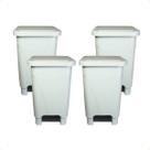 Kit 4 Lixeira Com Pedal 25 Litros Para Cozinha Restaurante Banheiro Cor Branco