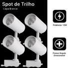 Kit 4 Luminária Branco Trilho Spot Led 15W 3500K Branco Quente
