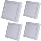 Kit 4 Luminária Led Sobrepor Quadrada 12W Branco Quente 3000K Bivolt - Iluminação Aconchegante e Alta Eficiência