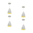 Kit 4 Luminária Pendente Bala Nova Com Interior Amarelo Com Fiação 110/220v