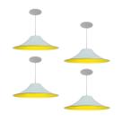 Kit 4 Luminária Pendente Chapéu Chinês Com Interior Amarelo Com Fiação 110/220v