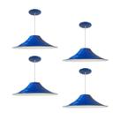 Kit 4 Luminária Pendente Chapéu Chinês Com Interior Branco Brilho Com Fiação 110/220v