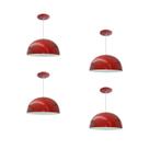 Kit 4 Luminária Pendente Meia Lua 24cm Com Interior Branco Brilho Fiação 110/220v