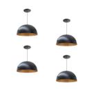 Kit 4 Luminária Pendente Meia Lua 24cm Com Interior Cobre Fiação 110/220v