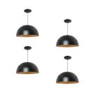 Kit 4 Luminária Pendente Meia Lua 24cm Com Interior Cobre Fiação 110/220v