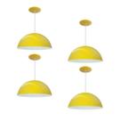 Kit 4 Luminária Pendente Meia Lua 34cm Com Interior Branco Brilho Com Fiação 110/220v