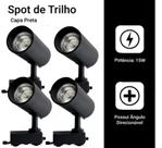 Kit 4 Luminária Preto Trilho Spot Led 15W 3500K Branco Quente