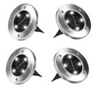 Kit 4 Luminárias 8 Leds Solar Automático Inox Espeto Jardim