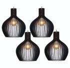 kit 4 Luminarias de Teto Grande De Madeira Cor Preto Fiação Completa