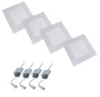 Kit 4 Luminárias LED Embutir 6w Quadrada Branco Quente 3000k Plafon Kit 4 Luminárias LED Embutir 6w Quadrada Branco Quente 3000k Plafon