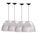 Kit 4 Luminárias Para Galpão Industrial 16 Pol 40cm Cristal Cabo 1,1M