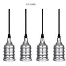Kit 4 luminárias pendente taschibra dot metal wave cromado