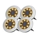 Kit 4 Luminárias Spot Solar Cromado ZON 3000K Automática para Decoração de Jardim em LED