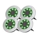 Kit 4 Luminárias Spot Solar Cromado ZON Verde Automática para Decoração de Jardim em LED
