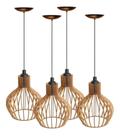 Kit 4 Luminárias Teto Balão Mdf Lustre Decoração Goumet