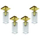 Kit 4 Lustre Clearcrillic Cristal Acrílico Quadrado Dourado