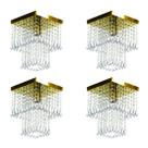 Kit 4 Lustre De Cristal Acrilico Marrycrilic Dourado.