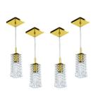 Kit 4 Lustre Pendente Clearcrillic Cristal Acrílico Dourado