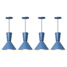 Kit 4 Lustre Pendente Cone Rio em Alumínio Azul
