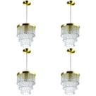 Kit 4 Lustre Pendente De Cristal Acrílico Manucrilic Dourado