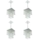 Kit 4 Lustre Pendente De Cristal Acrílico Marrycriic Branco