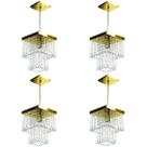 Kit 4 Lustre Pendente De Cristal Acrílico Marrycriic Dourado