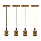 Kit 4 Lustre Pendentes Luminária Vintage Metal Dourado