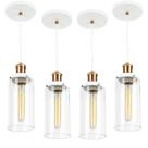 Kit 4 Lustres Pendente Château Cilindrico Vidro Branco Cobre
