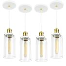 Kit 4 Lustres Pendente Château Cilindrico Vidro Branco Gold