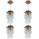 Kit 4 Lustres Pendente De Cristal Acrilico Spark Cobre