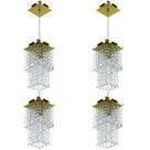 Kit 4 Lustres Pendente De Cristal Acrilico Spark Dourado