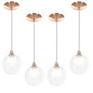 Kit 4 Lustres Pendentes Harmony Bolinha New Cobre