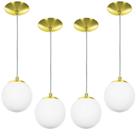 kit 4 Lustres Pendentes Orby Bolinha Dourada